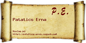 Patatics Erna névjegykártya